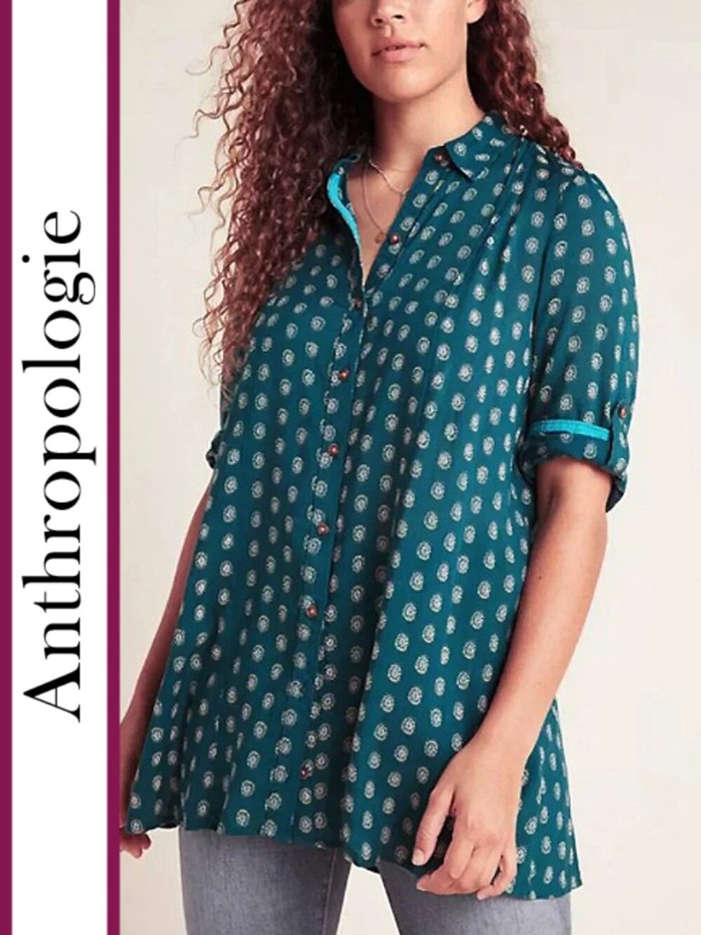 Anthropologie/Maeve | 'Monika' Button Front Printed Tunic Shirt